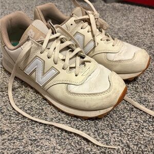 New Balance Beige and White Sneakers